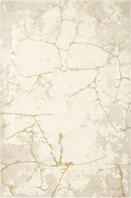 Geometrikus Szőnyeg Márvány Utánzat Arany Krémszínű Allora Plus 3D 80x150 cm