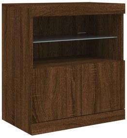 barna tölgy színű tálalószekrény LED-ekkel 60 x 37 x 67 cm