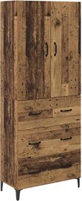 vidaXL Magasfiú Falra szerelhető Öreg fa 69,5 x 34 x 180 cm Faanyag