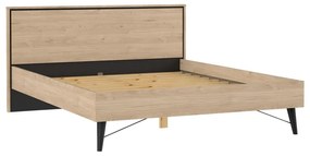 Natúr színű franciaágy ágyráccsal 160x200 cm tölgyfa dekorral Ry – Tvilum