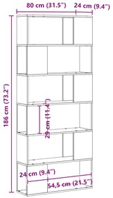 Könyvespolc Fekete Tölgy 80x24x186 cm Mérnöki Fa