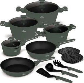 BerlingerHaus 15 részes edénykészlet Matte Green Collection(BH/8208N)