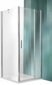 Roltechnik Tower Line TDO1 aszimmetrikus zuhanykabin egy ajtóval és oldalfallal 80x90, ezüst profillal
