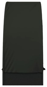 fekete polyrattan napágy kerek tetővel 211 x 57 x 140 cm