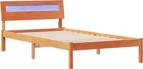 vidaXL Ágykeret fejtámlával Faggyú barna 100 x 200 cm Tömör fenyőfa