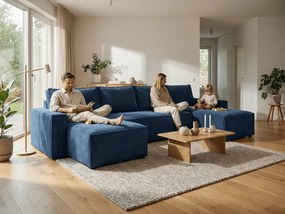 U alakú ülőgarnitúra SMART COSARO 295x140 cm, sötétkék