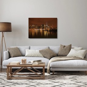 Éjszakai város képe (üvegen) (70x50 cm)