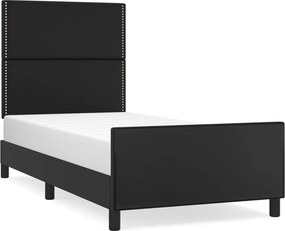 vidaXL fekete műbőr ágykeret fejtámlával 100x200 cm