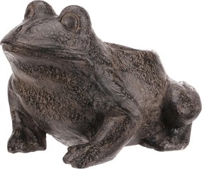 Magnézium virágtartó béka formában fémhatású bézs-szürke