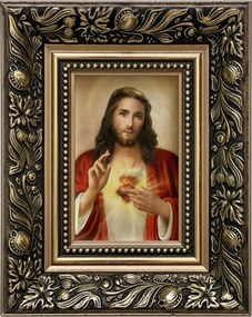 Vászonkép 25x20 Jézus Krisztus Jézus Szíve Arany Díszített Fa Keret