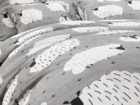 Pamut ágynemű WHITE SHEEPS szürke Ágyneműhuzat mérete: 70 x 90 cm | 140 x 200 cm