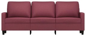 vidaXL 3 személyes bordó szövet kanapé 180 cm