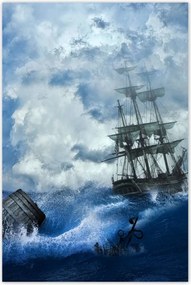 Poszterek 80x120 Vihar Tenger Hajó Tåjkép