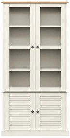 VIGO fehér üvegvitrines tömör fenyőszekrény 85x35x170 cm