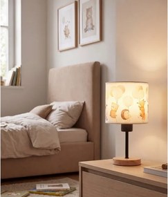 BRILAGI - Asztali lámpa BOBO WOOD 1xE27/25W/230V tölgy/fekete/fehér/állatmintás