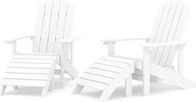 vidaXL 2 db fehér HDPE kerti adirondack szék lábtartóval