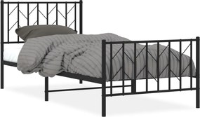 vidaXL fekete fém ágykeret fej- és lábtámlával 90 x 200 cm