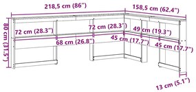 Könyvespolc fejtámla L-alakú fehér 140 cm tömör fa fenyőfa