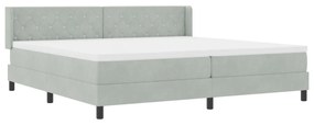 Boxspring Ágy Matrac 200x200 cm Világosszürke Bársony