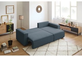 Sötétkék kinyitható sarokkanapé (variálható) Nihad – Bobochic Paris