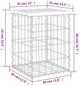 tömör duglászfenyő gabion kerti pad 33x31x42 cm