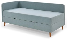 Világoskék kárpitozott egyszemélyes ágy tárolóhellyel 90x200 cm Cabana – Meise Möbel