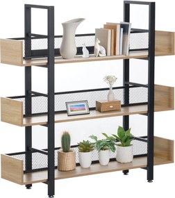 3 polcos polcállvány, tölgy/fekete, KILIS NEW TYP 1