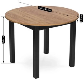 Bővíthető étkezőasztal 102–142 cm Craft tölgy / fekete színkombinációban – HARRY – ME-B-HARRY-DC-CZ-S