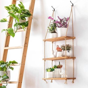 Tutumi, függő fali polc kötélen 30x40x10 cm, 23-as típus Bézs, barna, HOM-03208