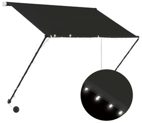 Feltekerhető antracitszürke napellenző LED-del 150 x 150 cm