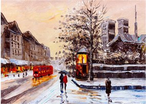 Kép - Egy téli város festménye (70x50 cm)