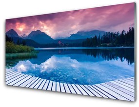 Üvegkép Mountain Lake Landscape 125x50 cm