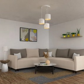 Csillár zsinóron LOFT SHADE 3xE27/60W/230V fehér/arany