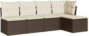vidaXL 5 részes barna polyrattan kerti ülőgarnitúra párnával