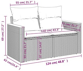 4 részes fekete polyrattan kerti ülőgarnitúra párnával
