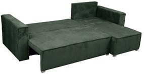 Sötétzöld sarokkanapé SMART COSARO, kétoldalas + 2 párna AJÁNDÉK