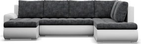 Tokio U sarokkanapé, 3 ágyneműtartóval, fonott + műbőr, jobboldali, sötétszürke - fehér