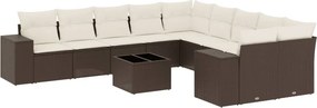 vidaXL 11 részes barna polyrattan kerti ülőgarnitúra párnákkal