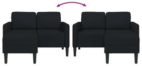 fekete anyagból 2 üléses kanapé L-alakú kanapéval 125 cm