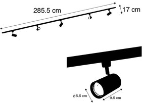 Modern 1 fázisú sínrendszer 5 sötét bronz spotlámpával - Jeana