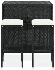 3 részes fekete polyrattan bárszett