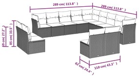 13 részes szürke polyrattan kerti ülőgarnitúra párnákkal