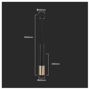 Csillár rúdon 1xGU10/35W/230V 30 cm fekete/arany