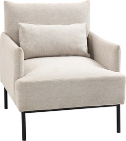 HOMCOM Modern Kárpitozott Karosszék Extra Párnázással, Len Hatású Szövetből és Fémből, 73x81x82 cm, Krémfehér | Aosom