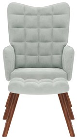 világosszürke bársony pihenőfotel zsámolynal