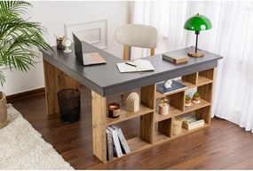 Íróasztal borovi fenyő dekorral 120x130 cm Vesper – Kalune Design