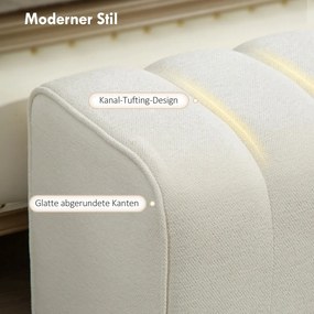 HOMCOM Modern hálószobai pad, kárpitozott pad fa vázzal, teherbírás akár 220 kg, lábtartó, krémfehér
