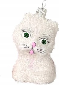 Karácsonyfadísz cica fehér pihe-puha