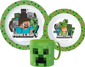 Minecraft Pixelcraft étkészlet, micro műanyag szett bögrével 265 ml