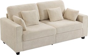 HOMCOM 3 személyes mély üléses kanapé, 211,5 cm széles, bársonyhatású kárpittal, 4 párnával | Aosom